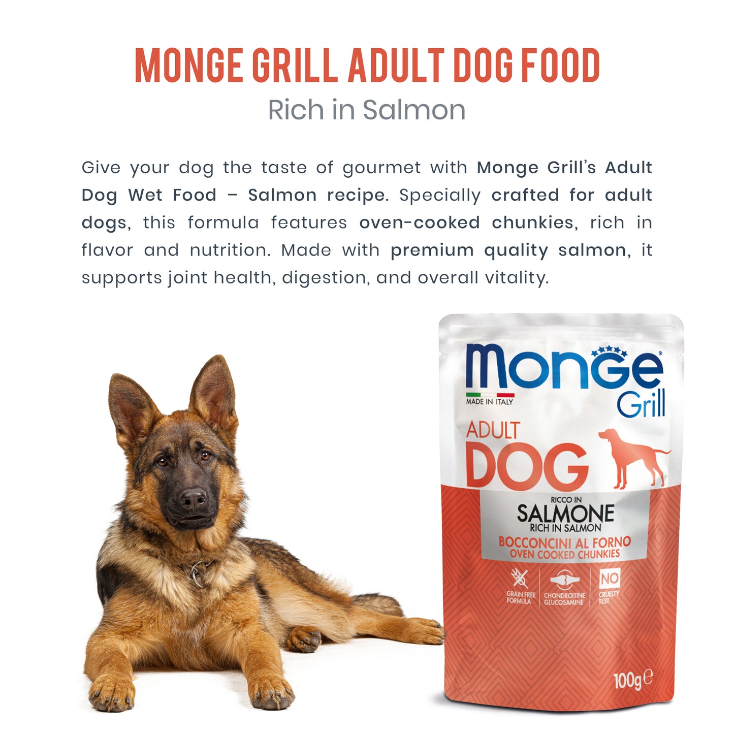 Monge Grill – Adult Chunkies with Chicken Salmon 100gm (Pack of 5)
