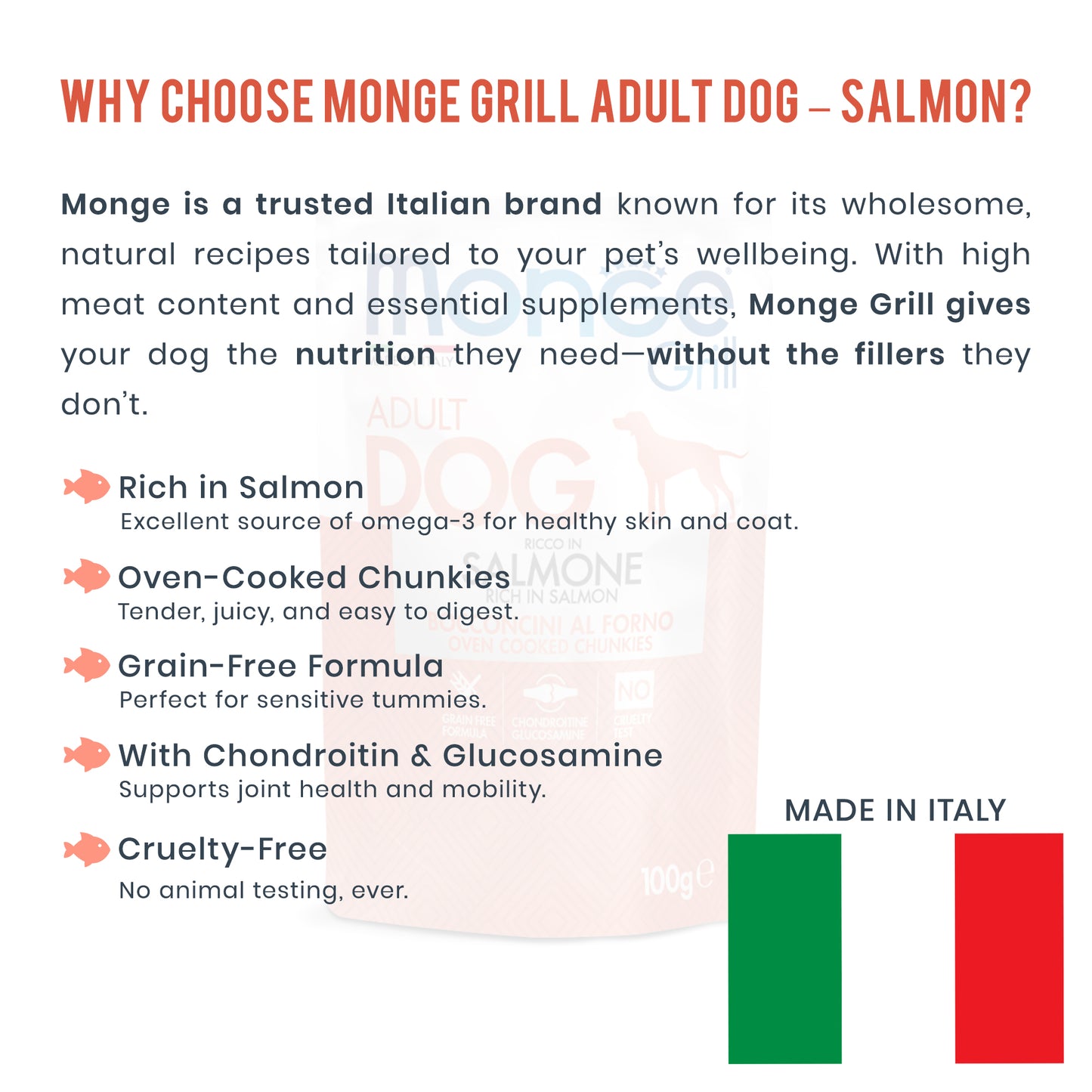 Monge Grill – Adult Chunkies with Chicken Salmon 100gm (Pack of 5)
