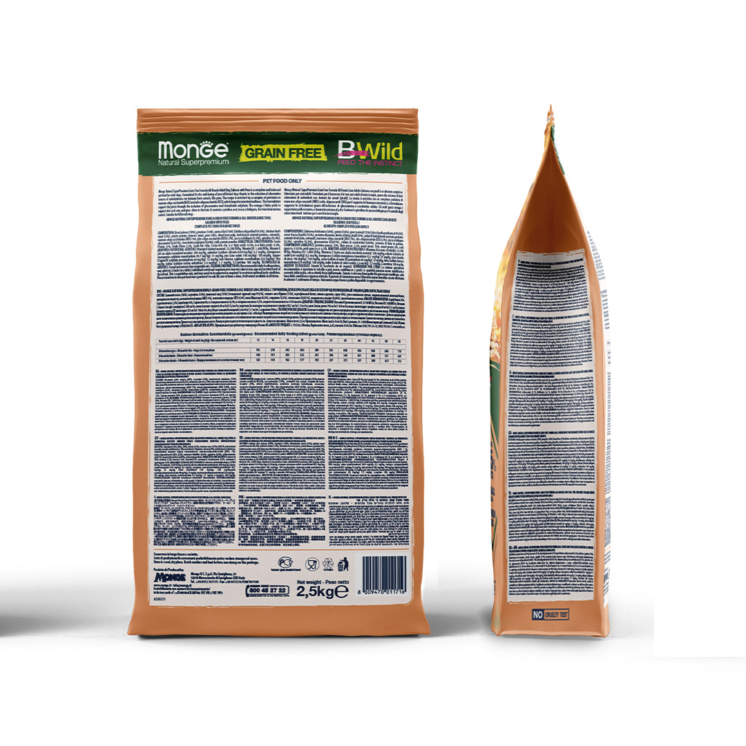 Monge BWild Grain Free Adult Dog Food backside