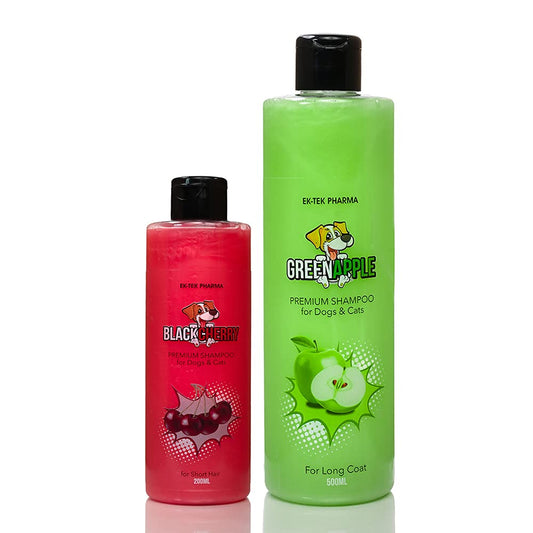 Combo with Fruit Shampoo Buy Green Apple 500ml & Get Free Black Cherry Shampoo 200ml for Dogs and Cats
