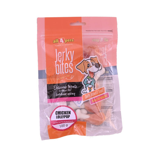 ALL4PETS JERKY BITES-CHICKEN LOLLYPOP-100gm