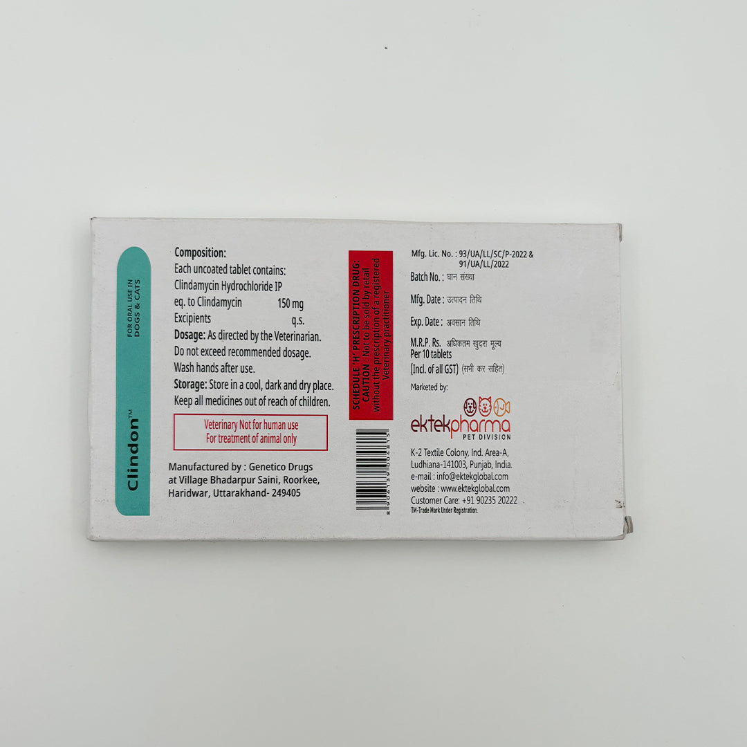 Clindon Clindamycin Hydrochloride 150 mg Tablets backside