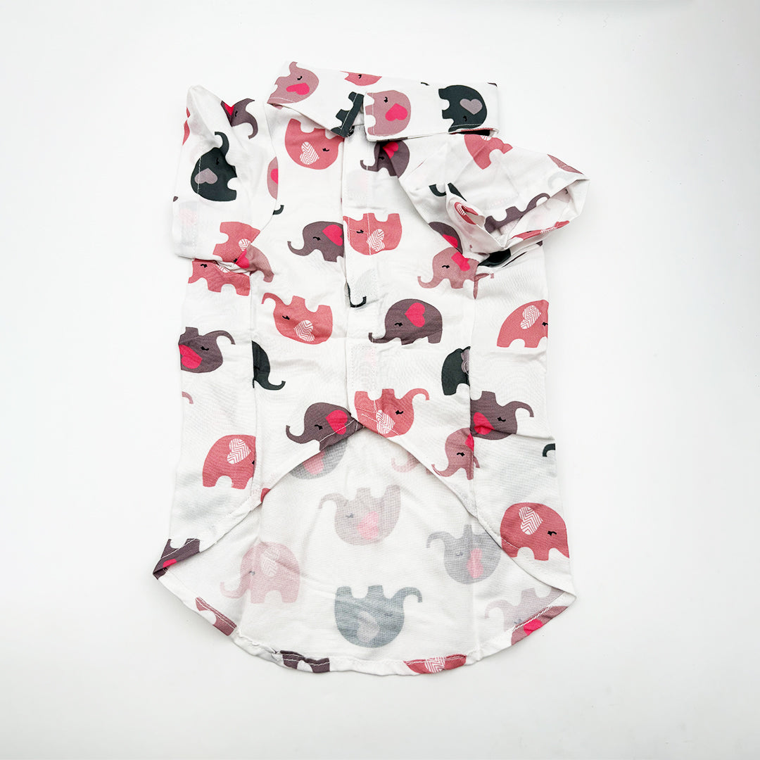 Elephant Print Dog Shirt with Velcro Closure