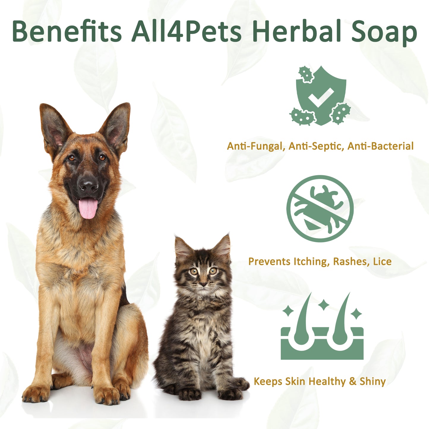 All4pets Herbal Soap(with Neem Extract & Aloevera)Pet Soap 75gm (Pack of 5)