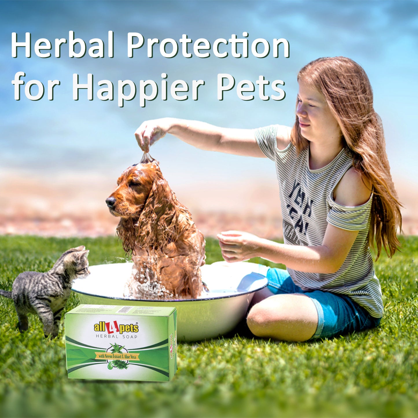 All4pets Herbal Soap(with Neem Extract & Aloevera)Pet Soap 75gm (Pack of 5)