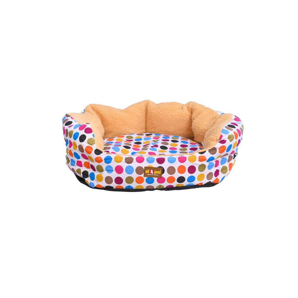 All4pets Sofa Style Pet Bed Multi-Colour Flees For Dogs & Cats