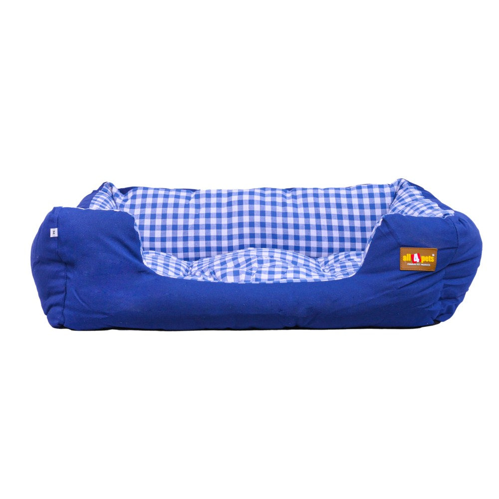 All4pets Sofa Style Velvet Pet Bed Blue Colour For Dogs & Cats