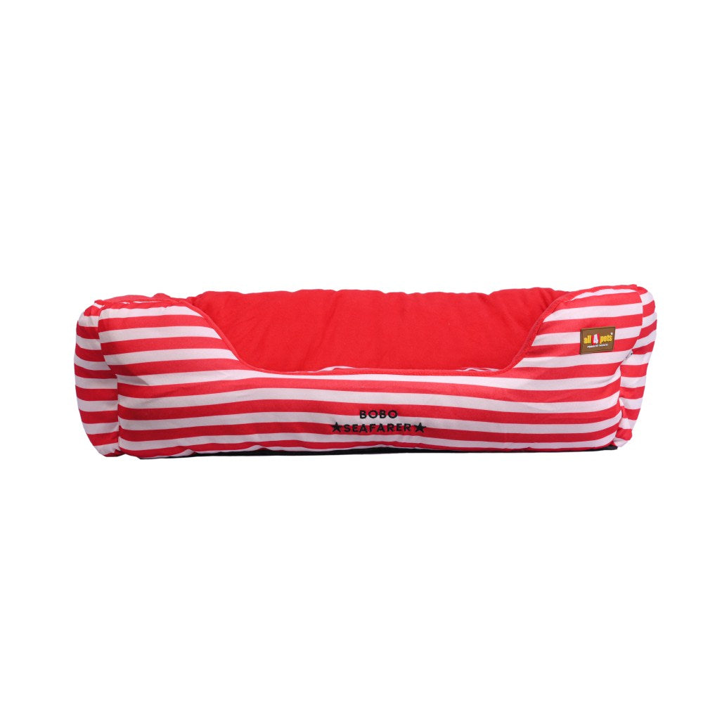 All4pets Sofa Style Pet Bed Red White Strip For Dogs & Cats