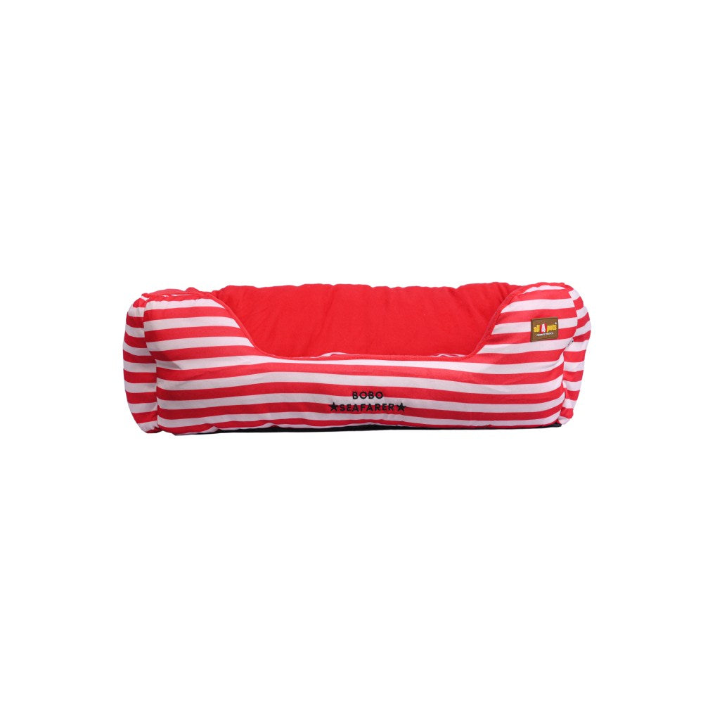All4pets Sofa Style Pet Bed Red White Strip For Dogs & Cats