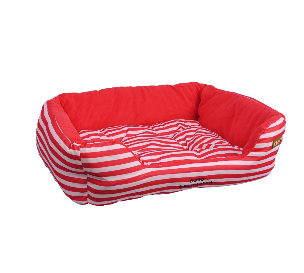 All4pets Sofa Style Pet Bed Red White Strip For Dogs & Cats