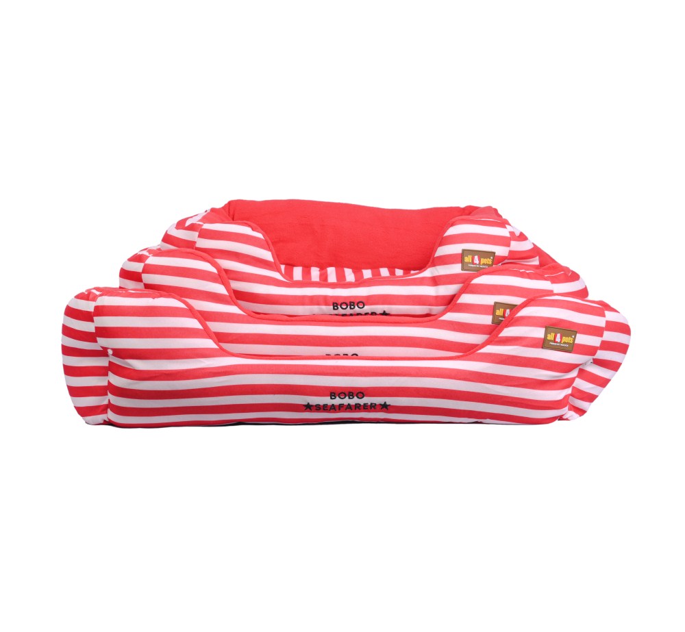 All4pets Sofa Style Pet Bed Red White Strip For Dogs & Cats