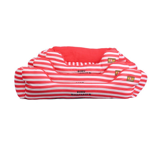 All4pets Sofa Style Pet Bed Red White Strip For Dogs & Cats