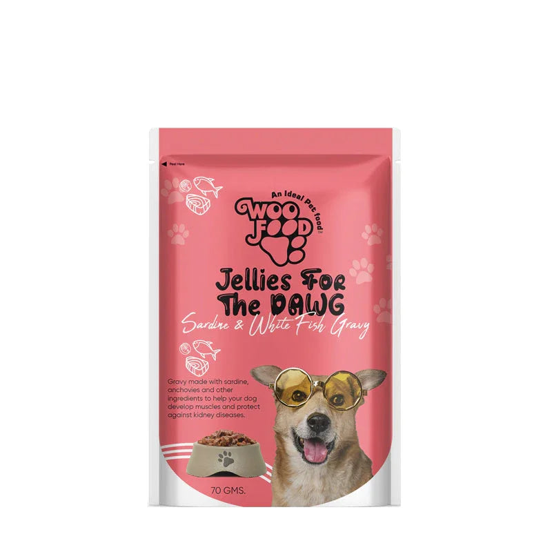 WooFood Sardine and White Fish Gravy (Jellies for Dogs) -70gm ( Pack of 5)