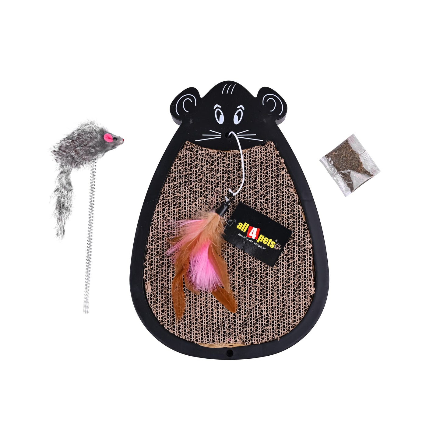 Mouse-shaped cardboard scratch pad for cats