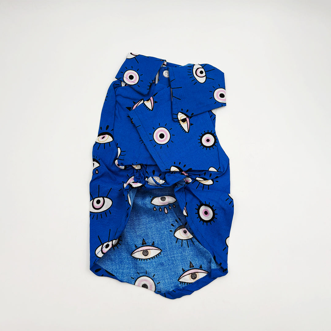 Blue Evil Eye Print Dog Shirt