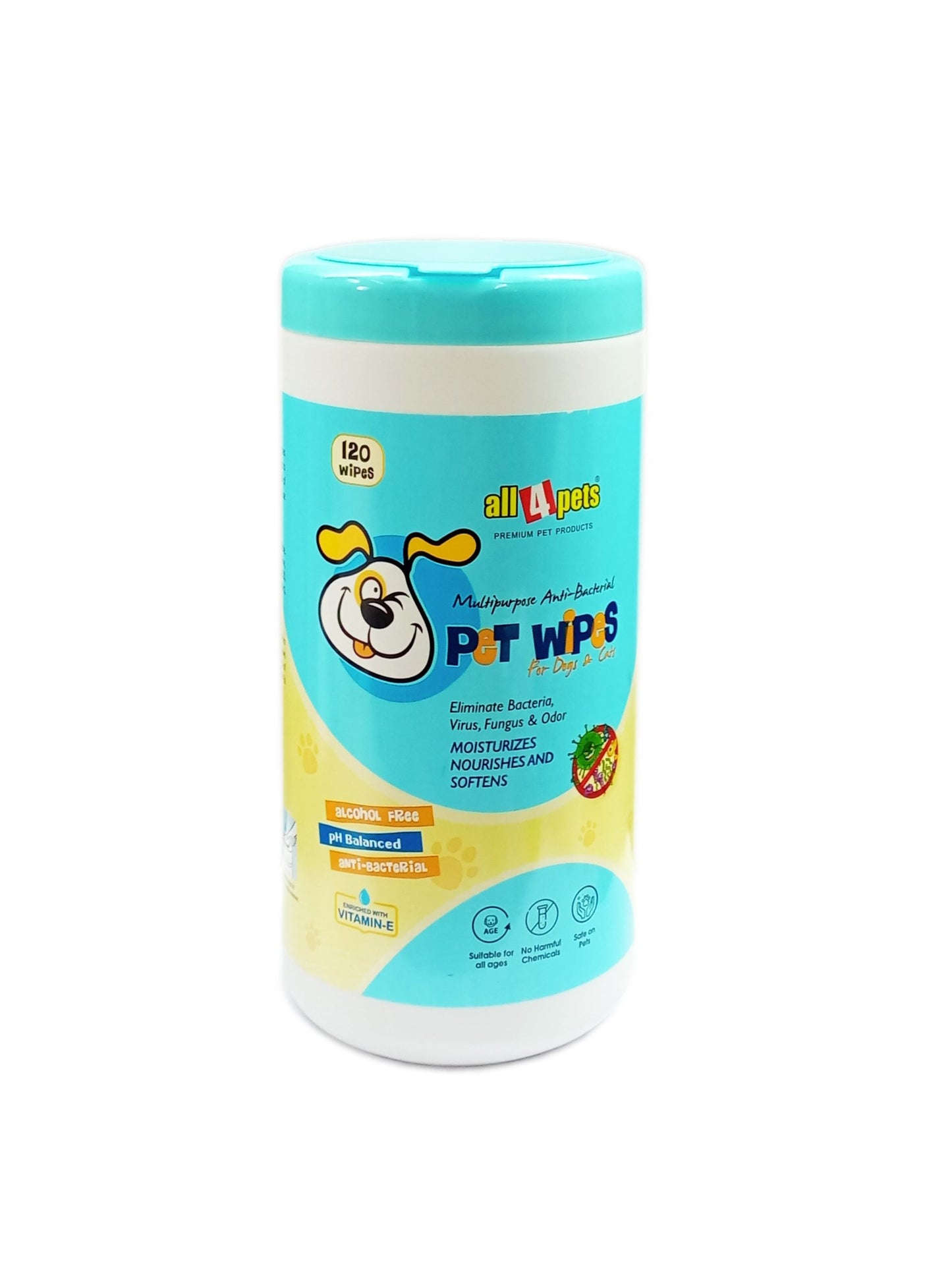 All4pets Multipurpose Anti-Bacterial Pet Wipes For Dogs & Cats