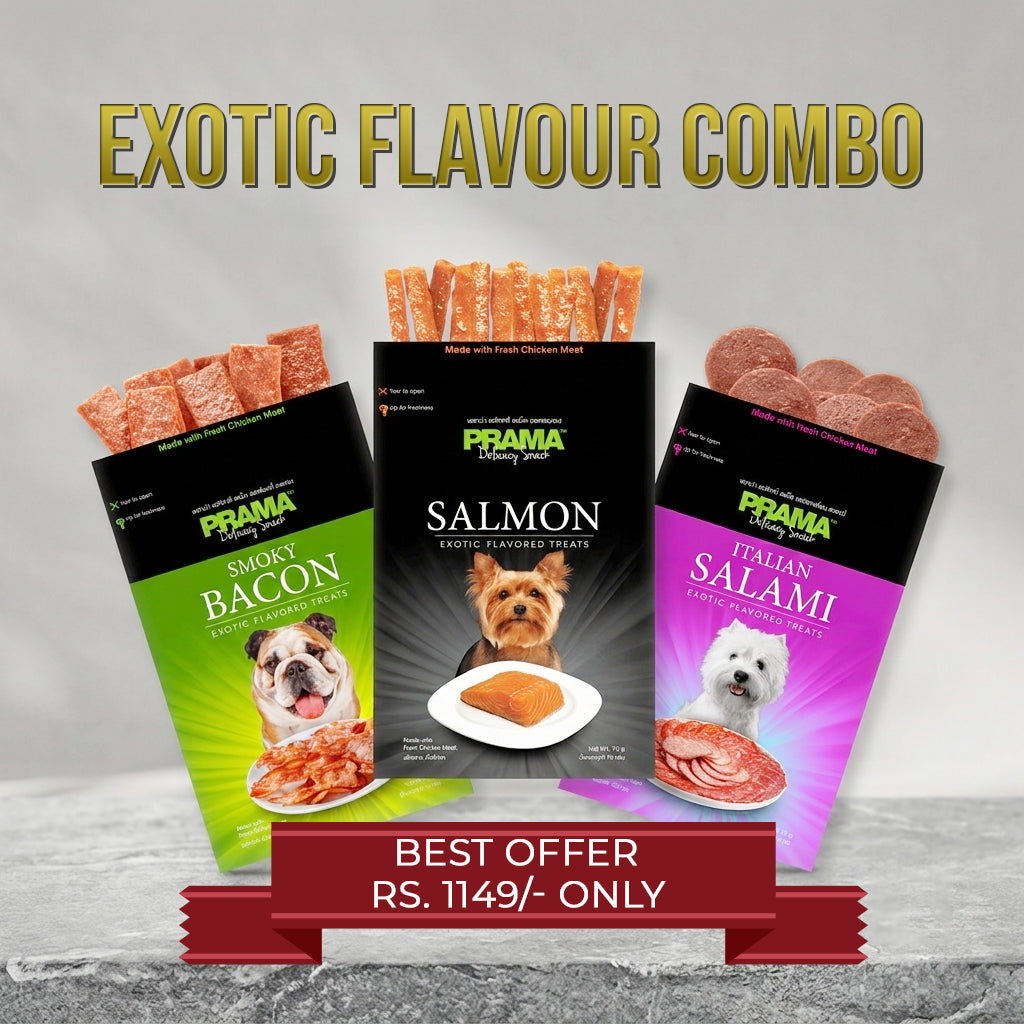 Prama Dog Treat Combo | Italian Salami, Smoky Bacon & Salmon | 6 Pack
