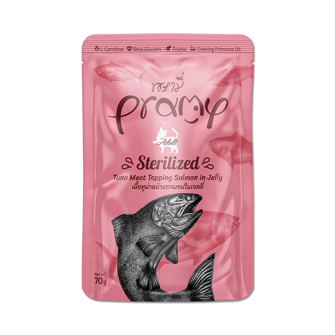 Pramy Tuna Meat Topping Salmon in Jelly 70g (Pack of 5)