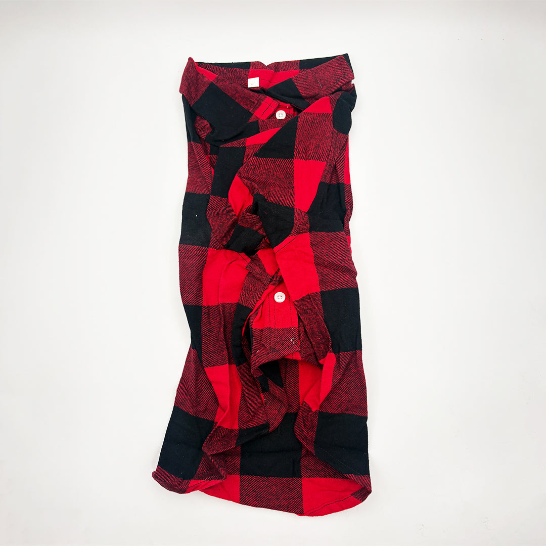 Red Black Cotton Shirt for Dog