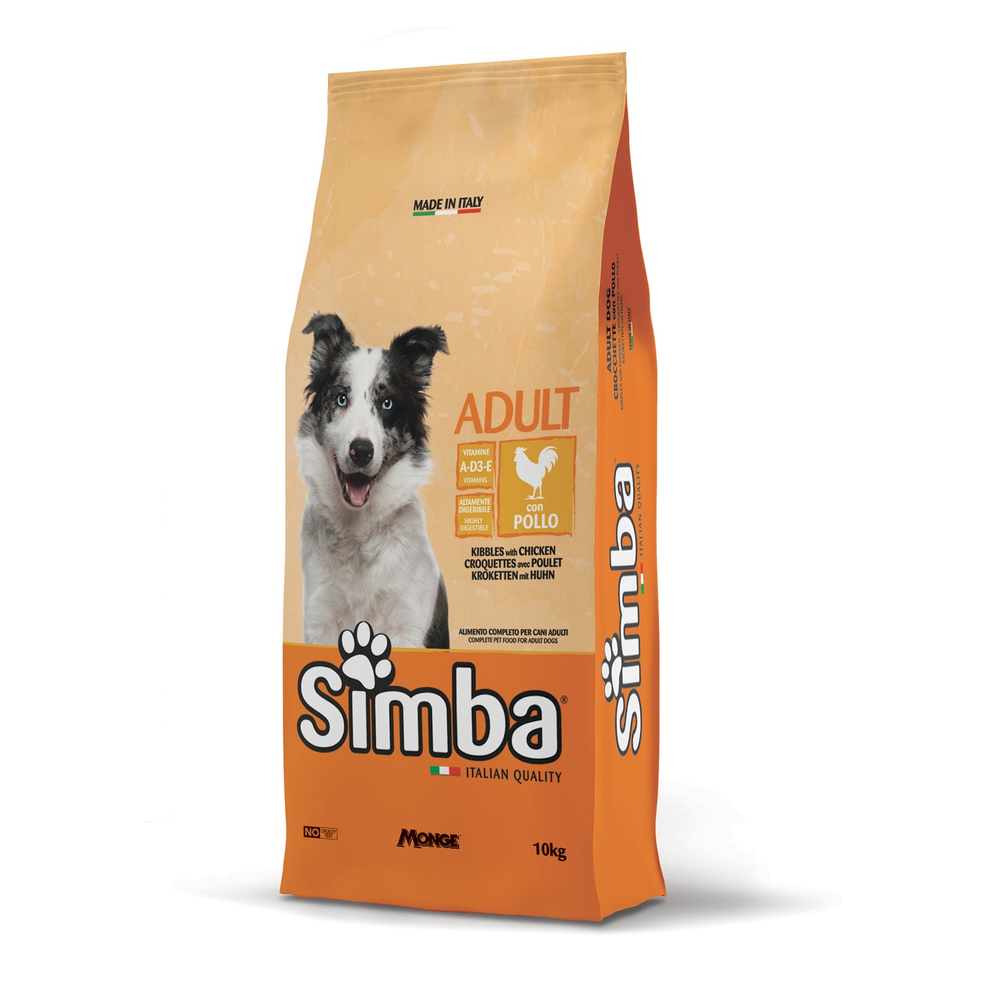 Simba Adult Dry Dog Food 10kg - Chicken Formula, Complete Balanced Nutrition, High Protein, Digestive Support, Made in Italy