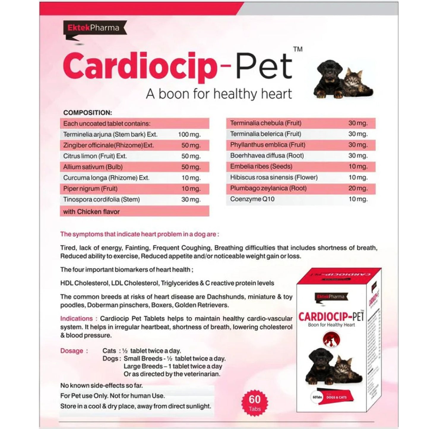 Cardiocip-Pet-60 Tablets (to Maintain Healthy Cardio Vascular System)