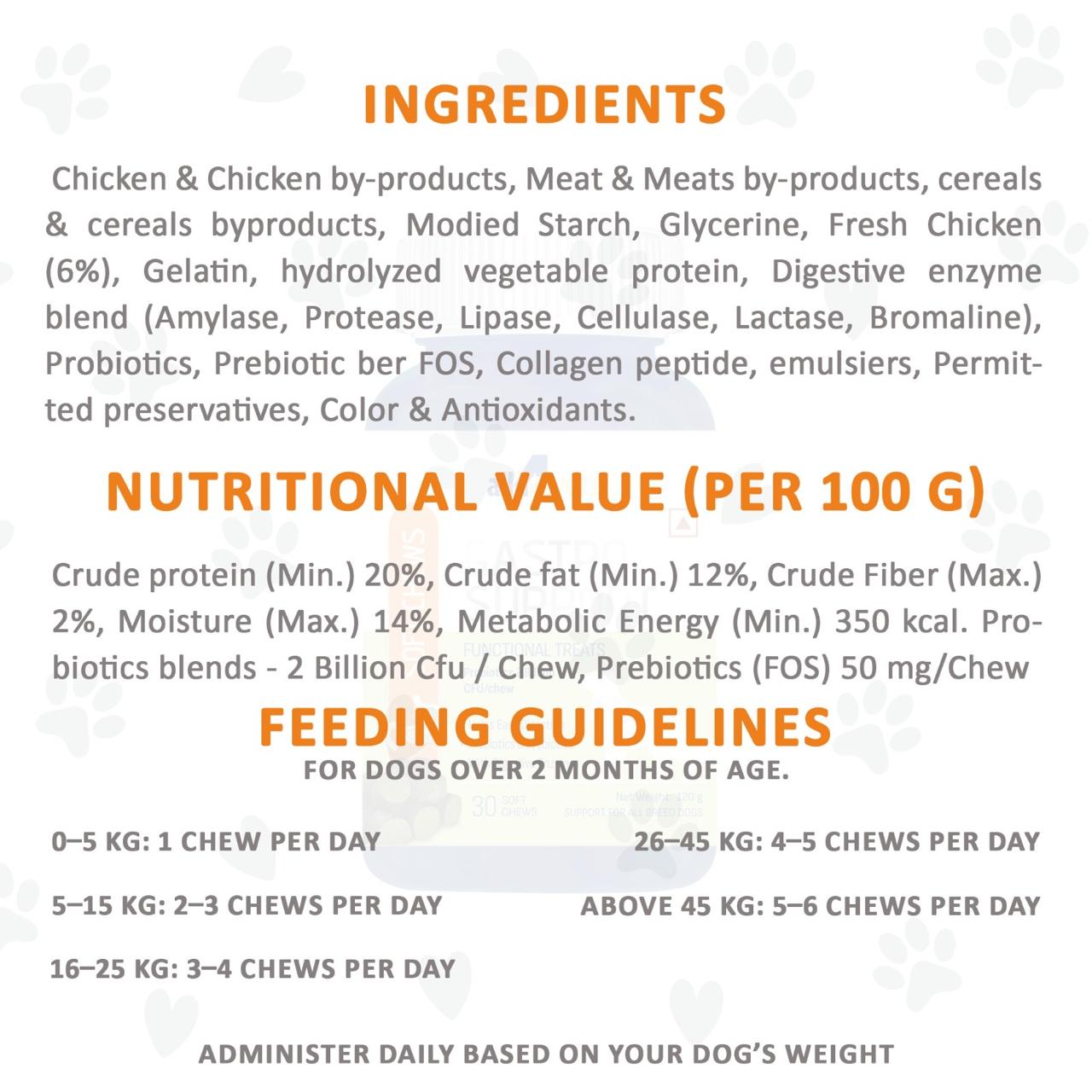 og Digestive Health Chews – Protein & Nutritional Information