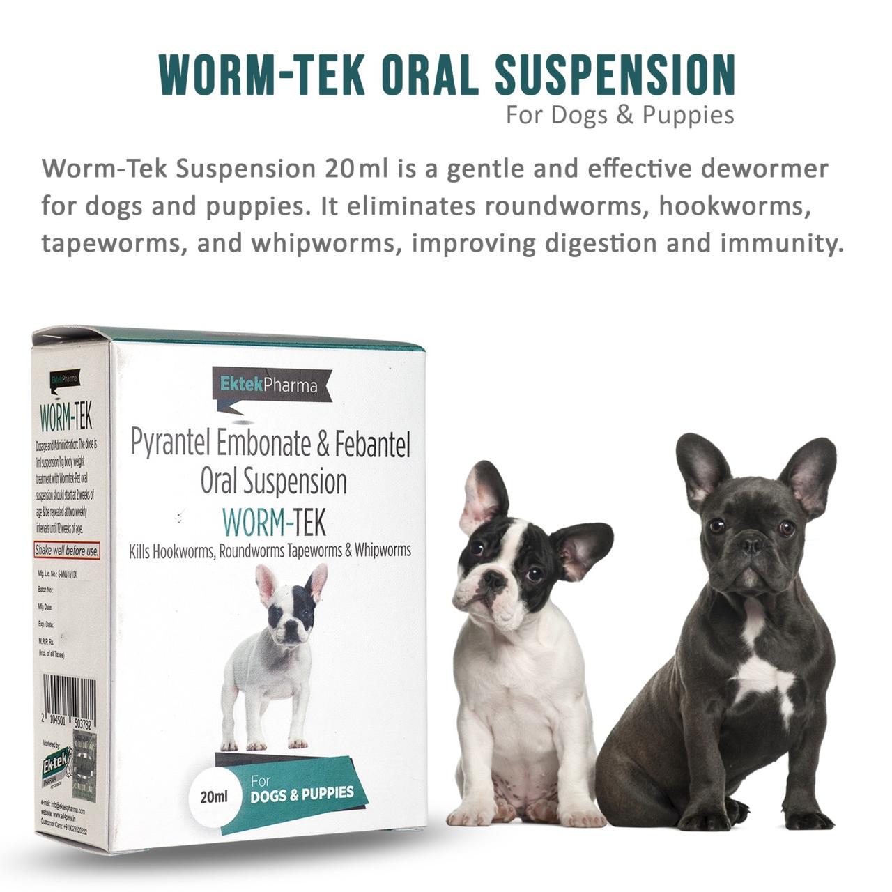 Worm-Tek Oral Suspension 20ml (For Dogs & Puppies)(Pack of 2)