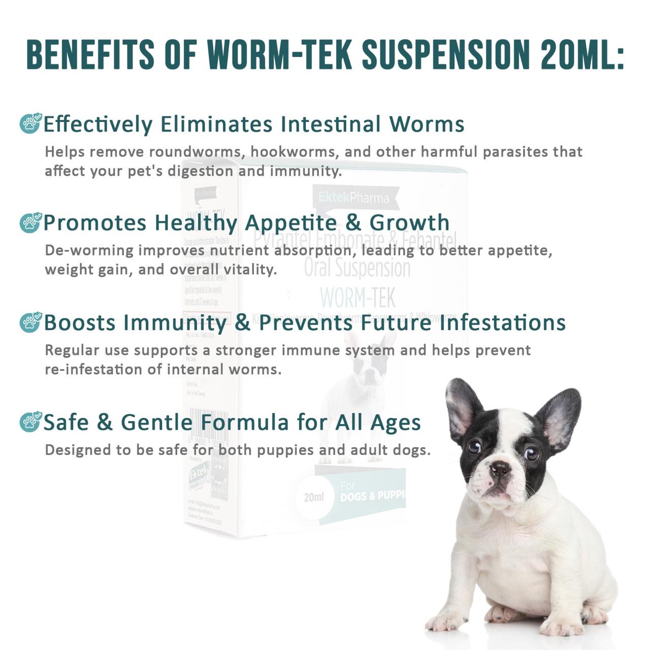 Worm-Tek Oral Suspension 20ml (For Dogs & Puppies)(Pack of 2)