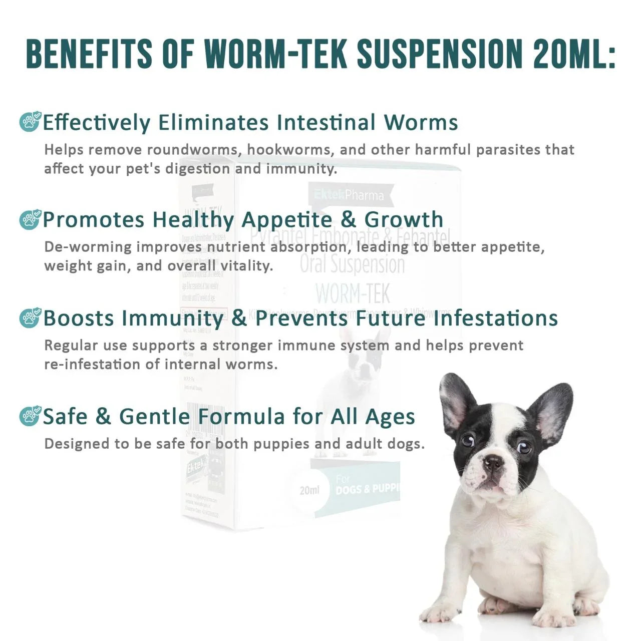 Worm-Tek Oral Suspension 20ml (For Dogs & Puppies)(Pack of 2)