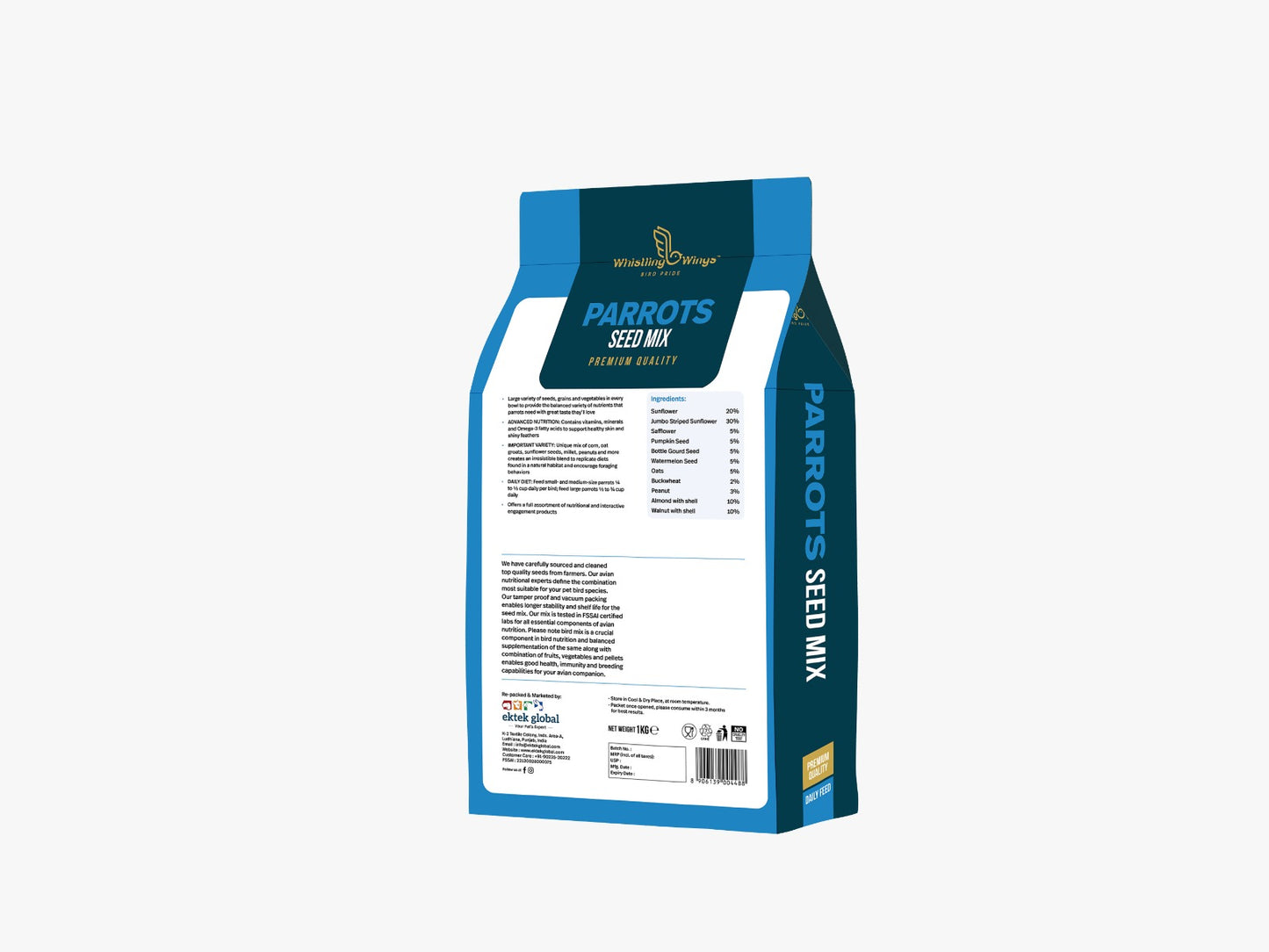 Whistling Wings Parrot Seed Mix – Premium Daily Feed (1KG)