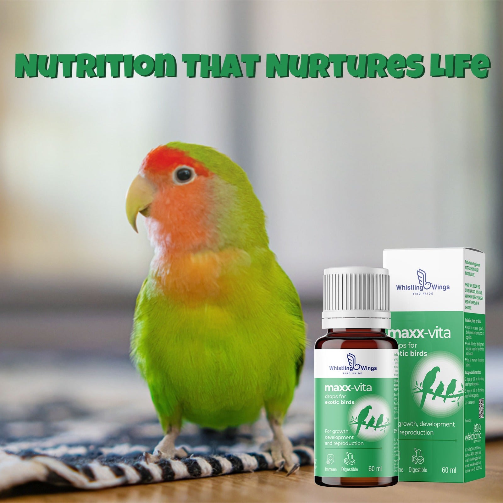 Maxx-Vita Drops for Exotic Birds 60 ML – Growth, Development & Reproduction Supplement | Ektek Global