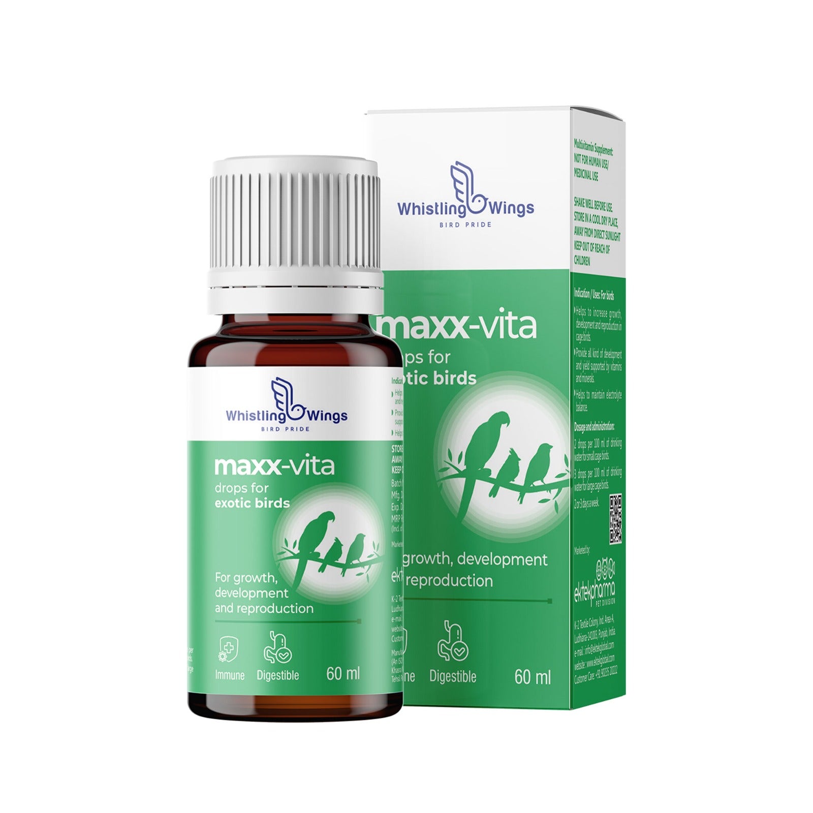 Maxx-Vita Drops for Exotic Birds 60 ML – Growth, Development & Reproduction Supplement | Ektek Global
