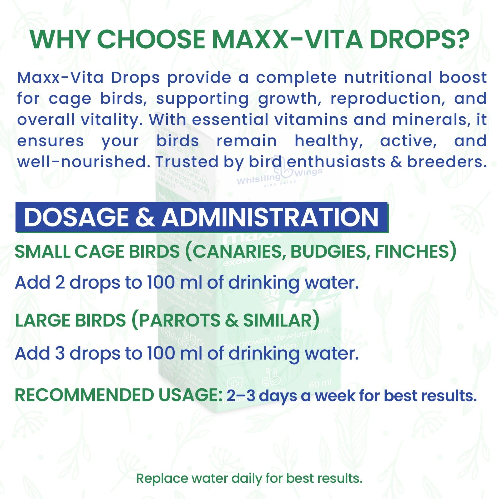 Maxx-Vita Drops for Exotic Birds 60 ML – Growth, Development & Reproduction Supplement | Ektek Global
