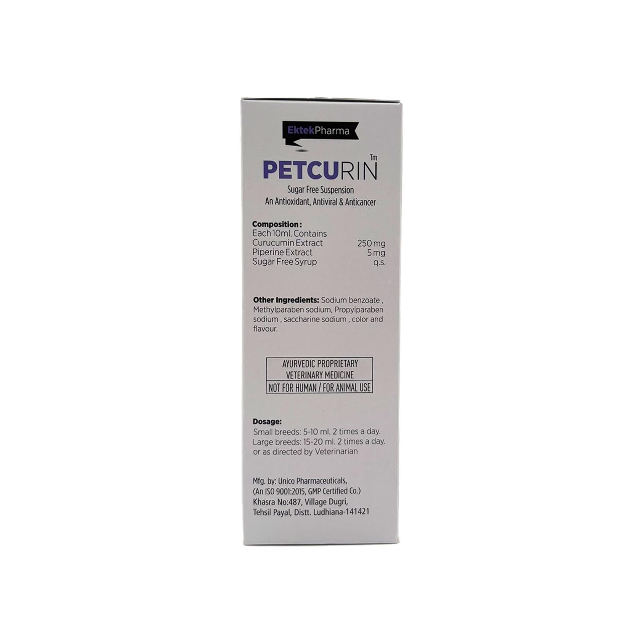 Petcurin Sugar Free Suspension -200ml ( For Dogs and Cats) An Antioxident, Antiviral & Anticancer