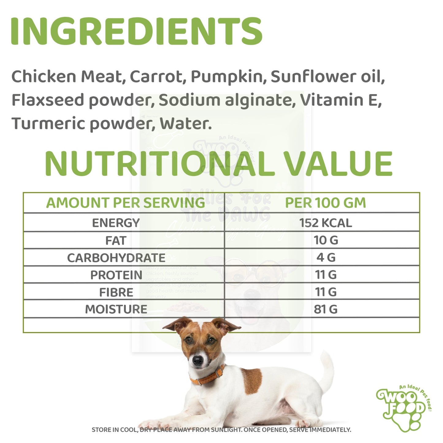 WooFood Chicken & Veggies Gravy (Jellies for Dogs) -70gm ( Pack of 5)