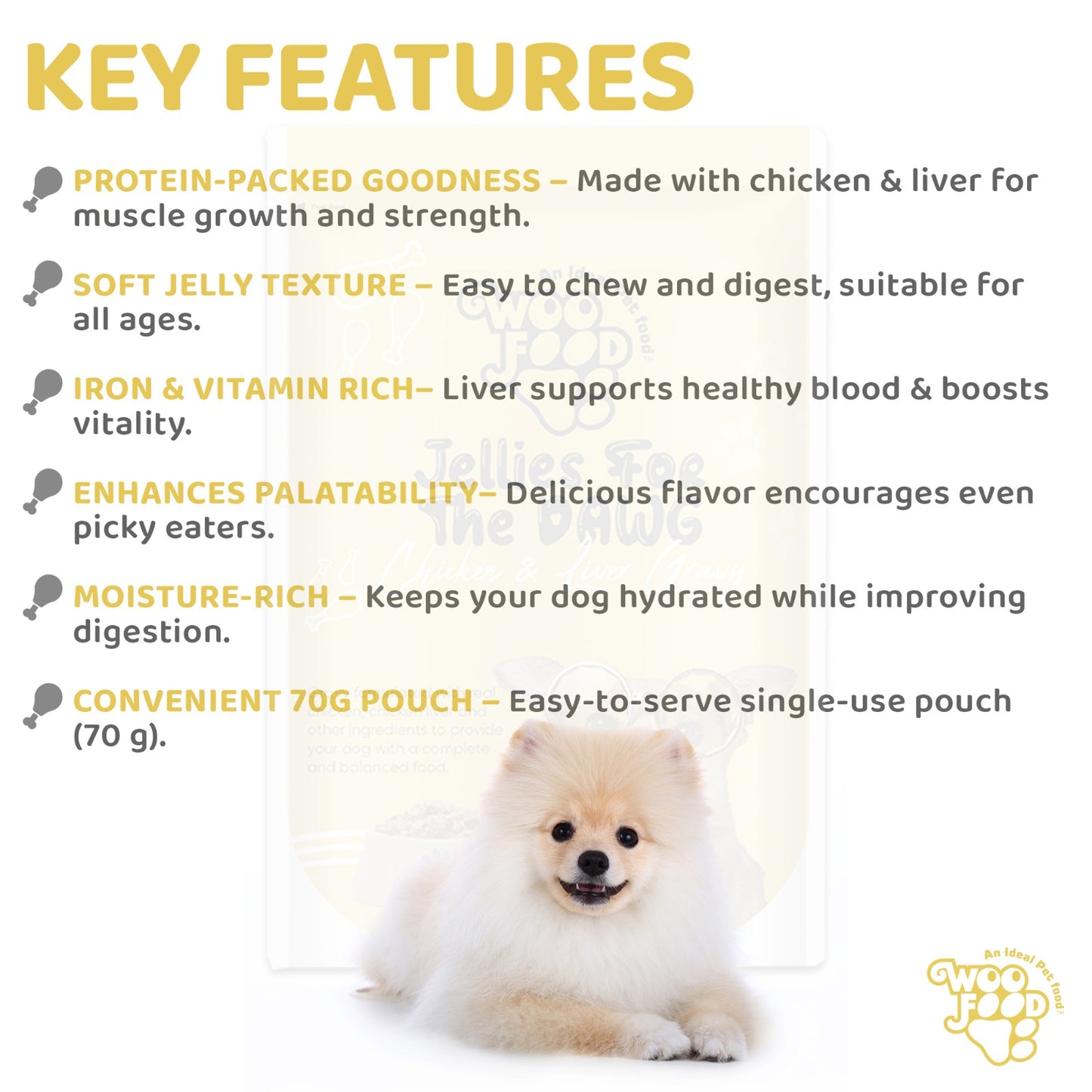 WooFood Chicken & Liver Gravy (Jellies for Dogs) -70gm ( Pack of 5)