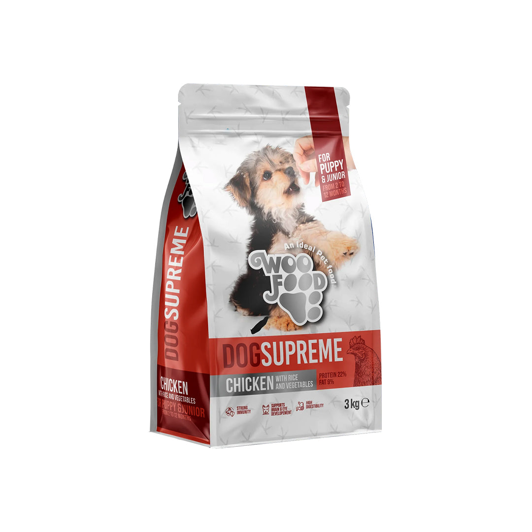 DOG SUPREME CHICKEN WITH RICE AND VEGETABLES FOR PUPPY & JUNIOR