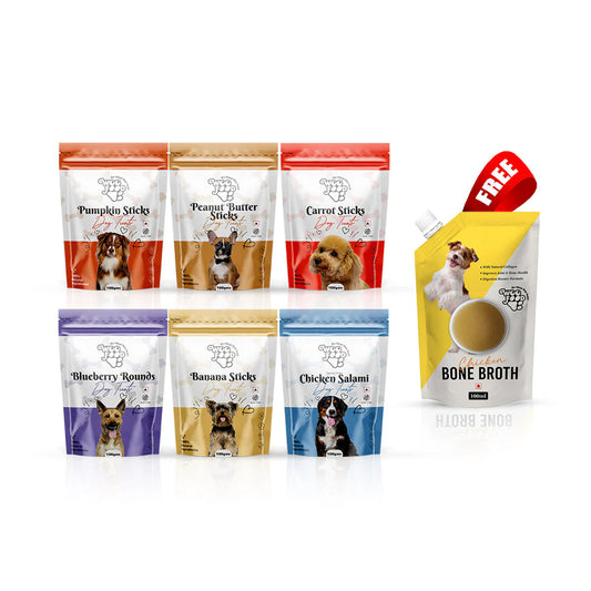 Buy WooFood Grain Free Treat Combo (Pack of 6)  and Get 1pc Bone Broth free