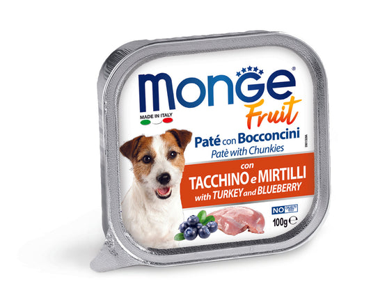 Monge Fruit - Pate and Chunkies with Turkey and Blueberry 100gm (Pack of 5)