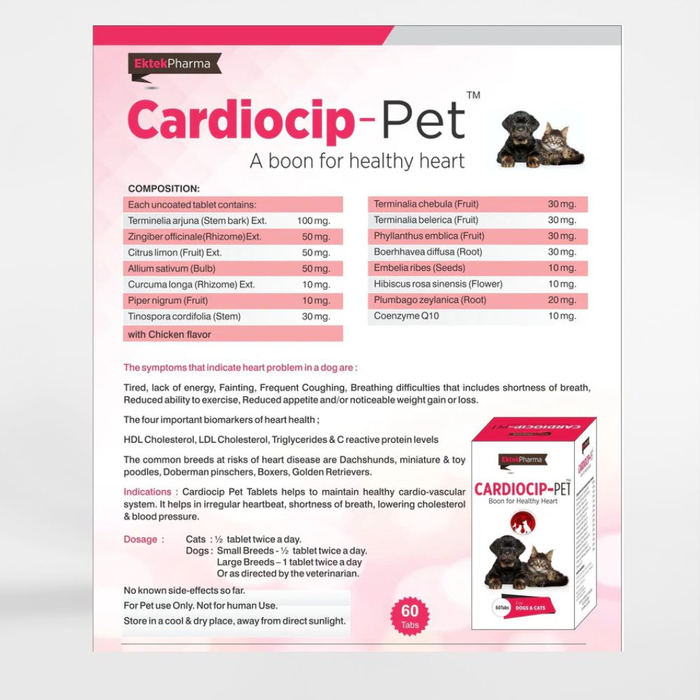 Cardiocip-Pet-60 Tablets (to Maintain Healthy Cardio Vascular System)