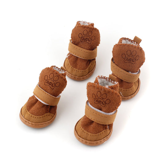 Dog Boots Paw Protector | Pack of 4pcs Anti-Slip Dog Shoes (Brown)