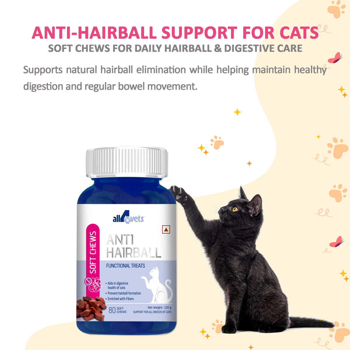 Anti Hairball Chews for Cats – Digestive & Hairball Control Support