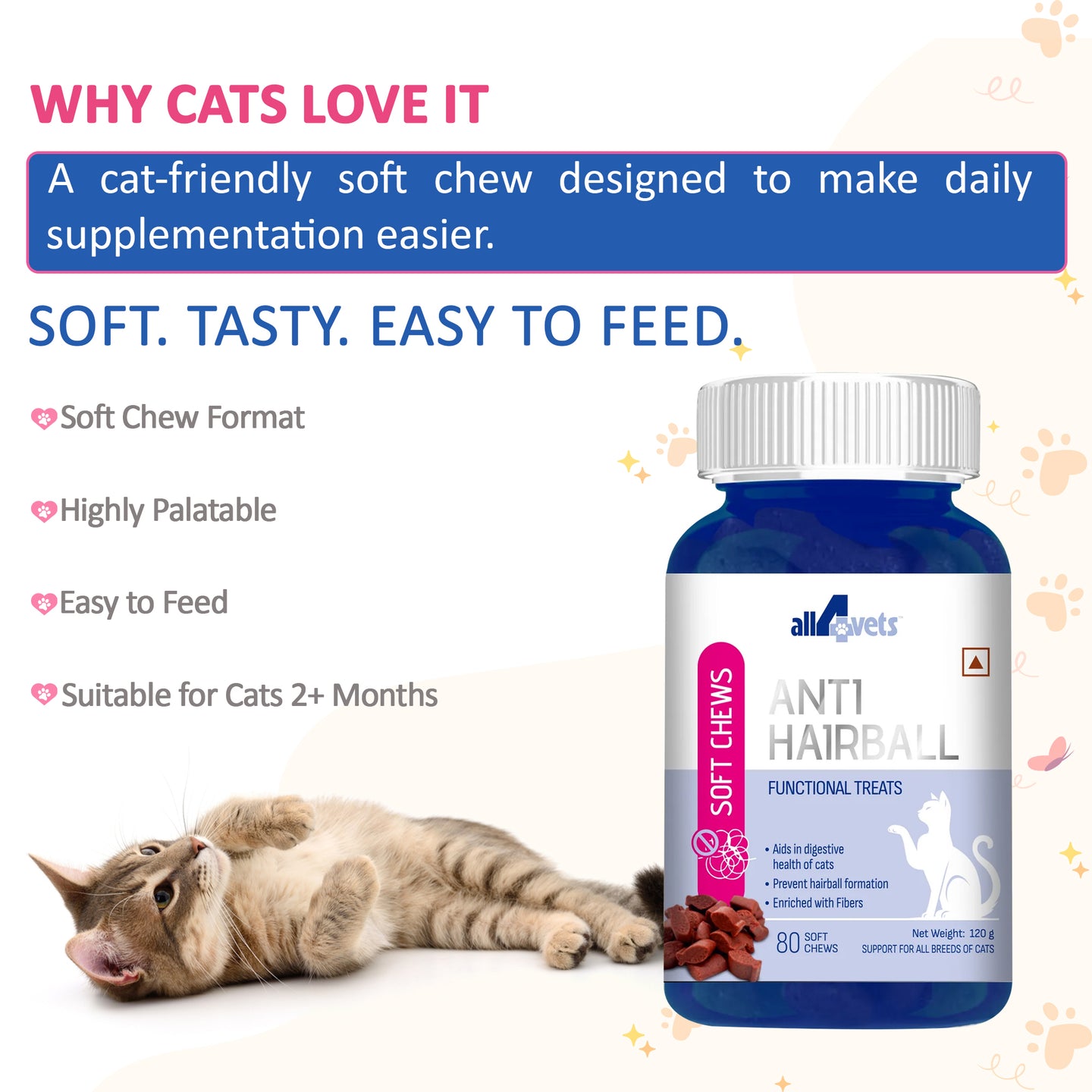 Anti Hairball Chews for Cats – Digestive & Hairball Control Support
