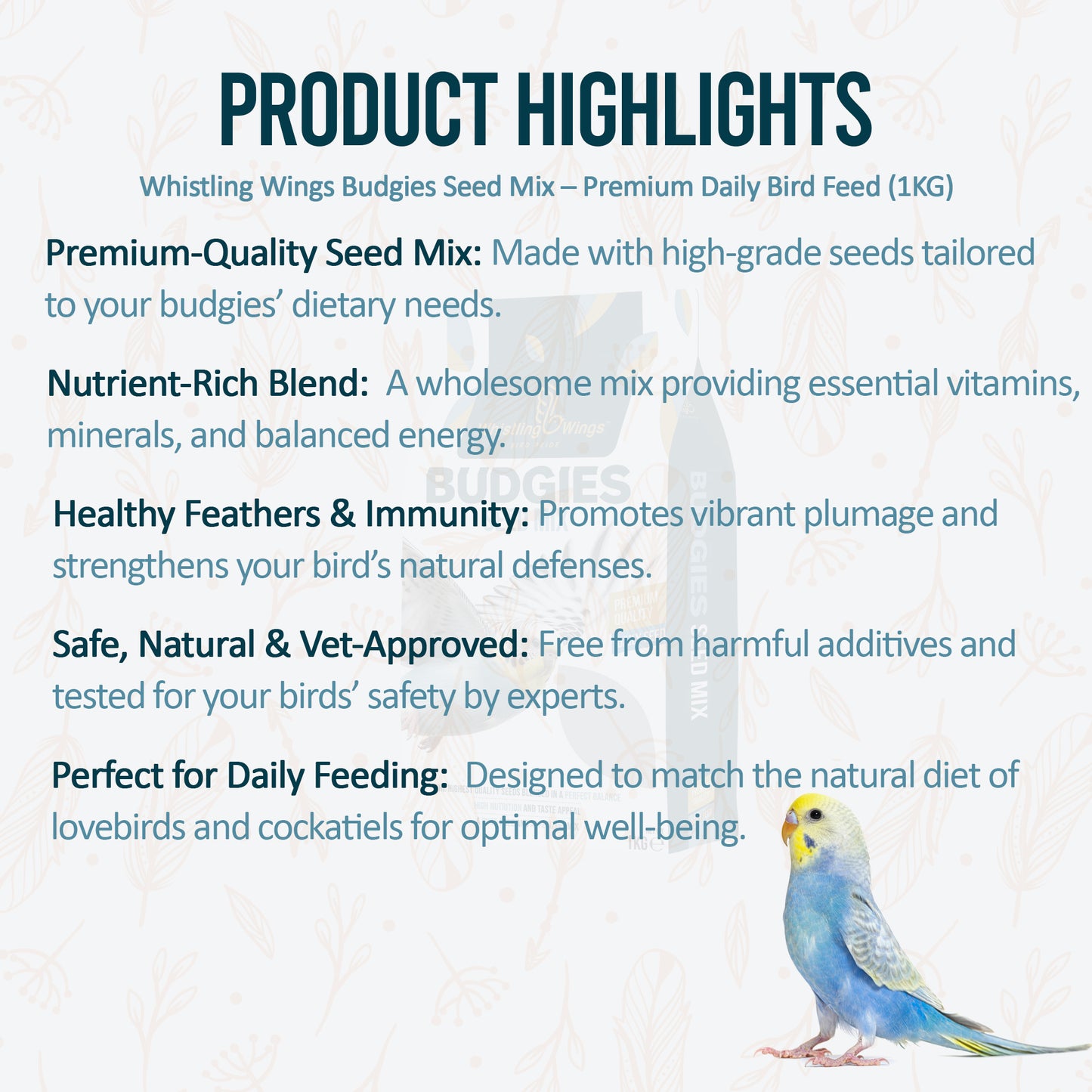 Budgie Seed Mix | Premium Daily Bird Feed 1kg