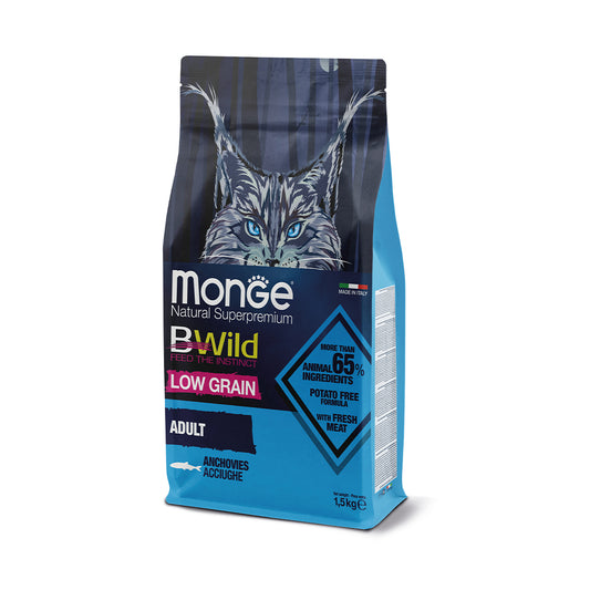 Monge BWild Low Grain Anchovies Adult Cat Food