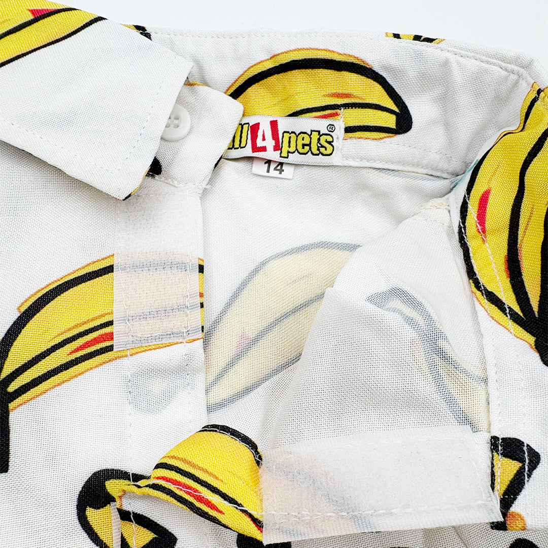 Banana Print Dog Shirt velcro opening