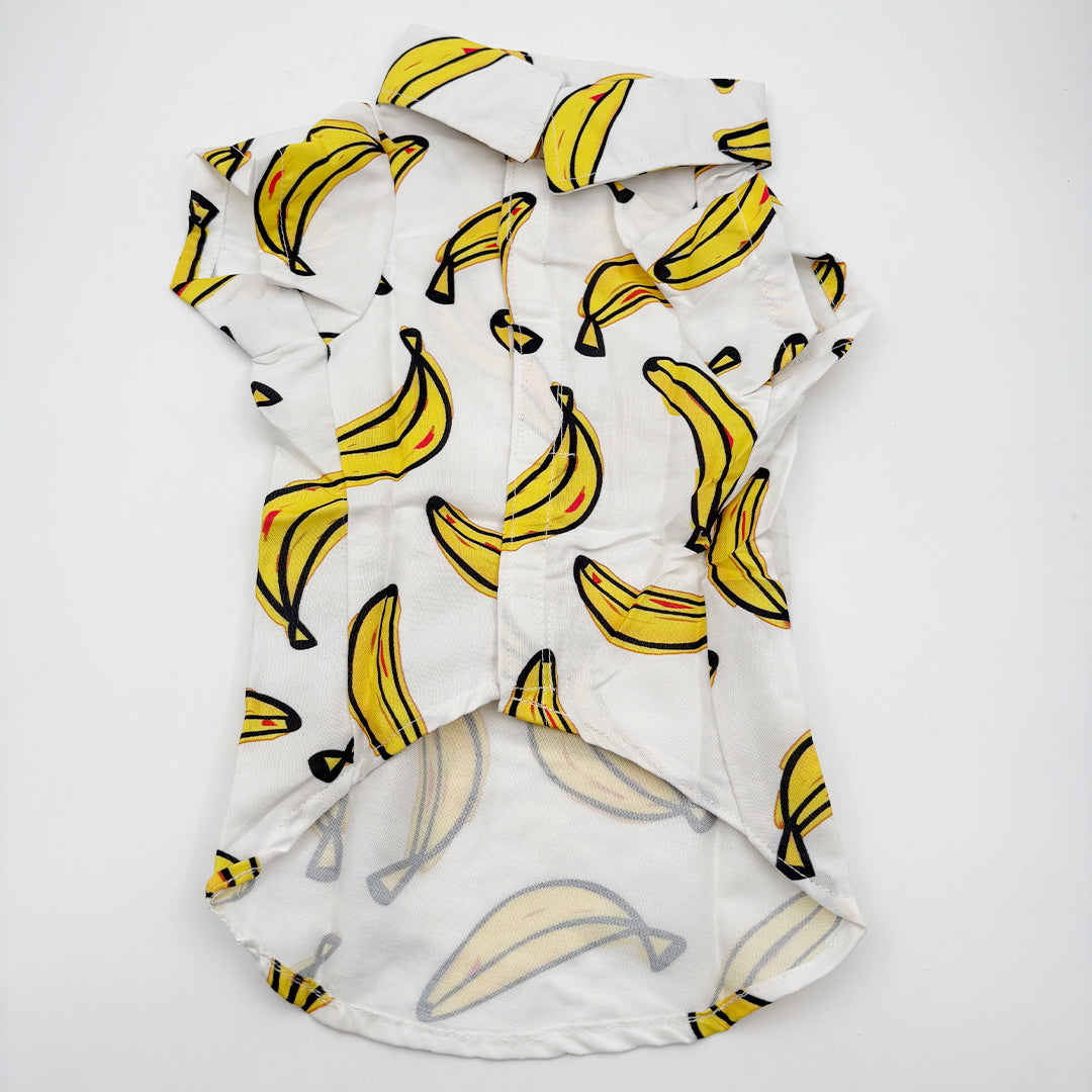 Banana Print Dog Shirt with caullar