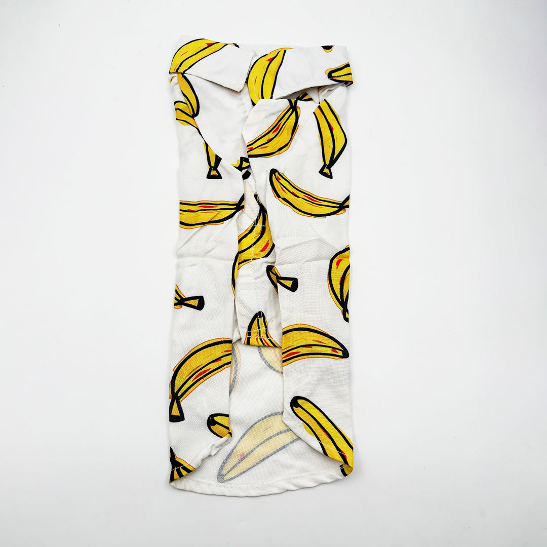 Banana Print Dog Shirt white yellow