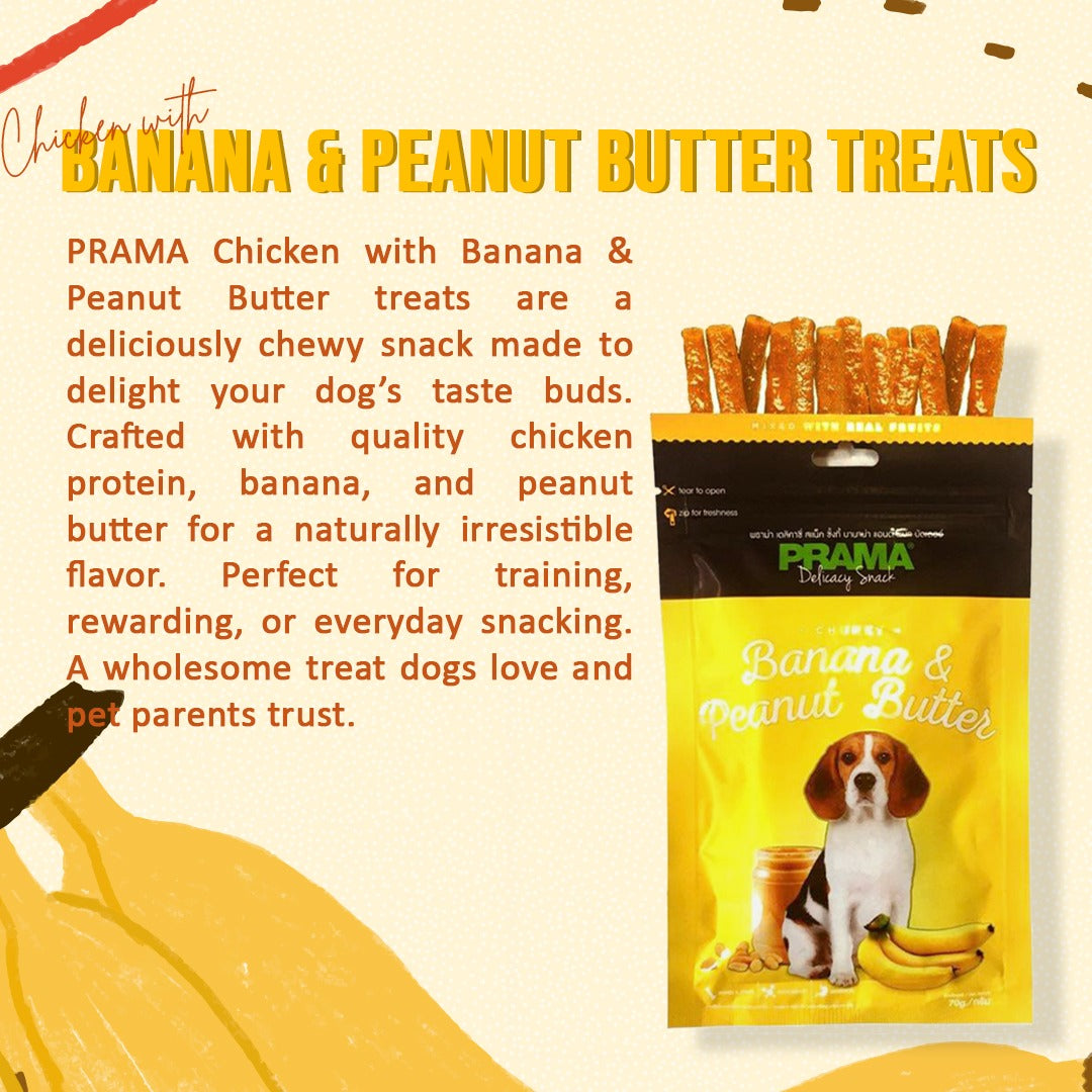 Banana peanut butter flavoured treats for dogs