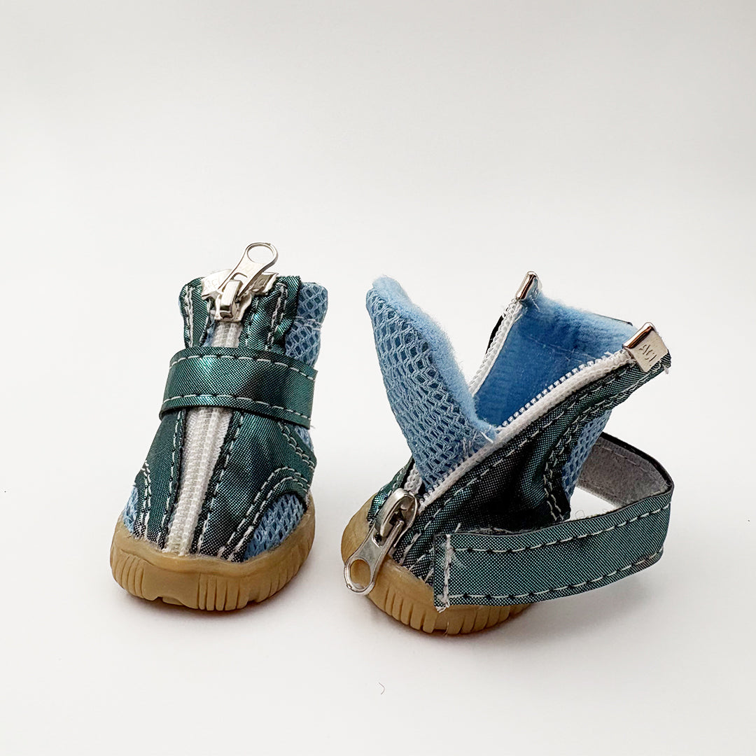 Blue breathable dog shoes pack of 4 for small dogs